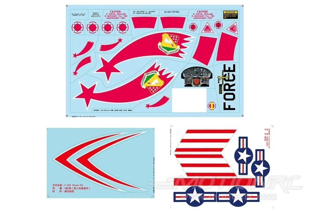 Freewing 90mm F-104 Decal Sheet - Silver - Image 2