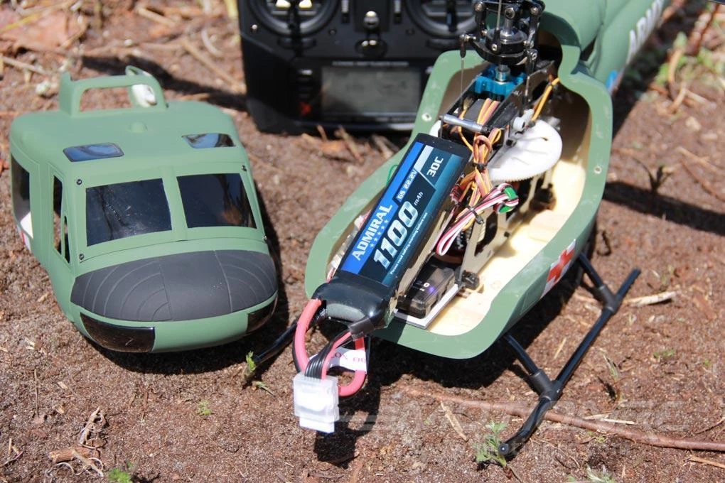 RotorScale UH-1A Huey Medic Green 450 Size Helicopter - PNP - Image 4