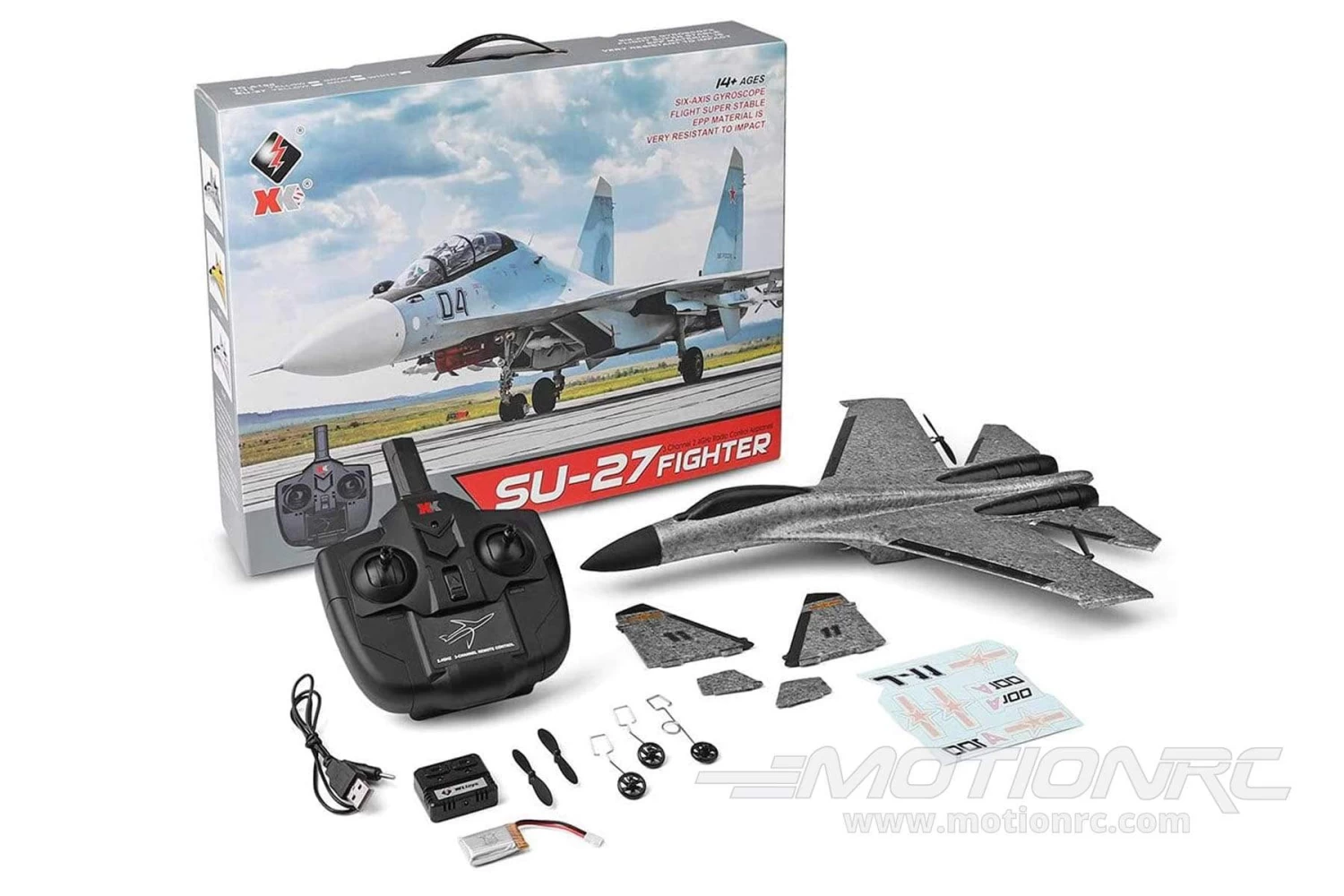 XK A100-G SU-27 Grey With Gyro 340mm (13.3") Wingspan - RTF - Image 7